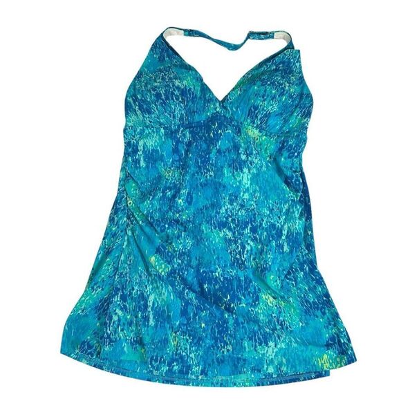 LL Bean One-Piece Halter Swim Dress 16 Long - Picture 3 of 10